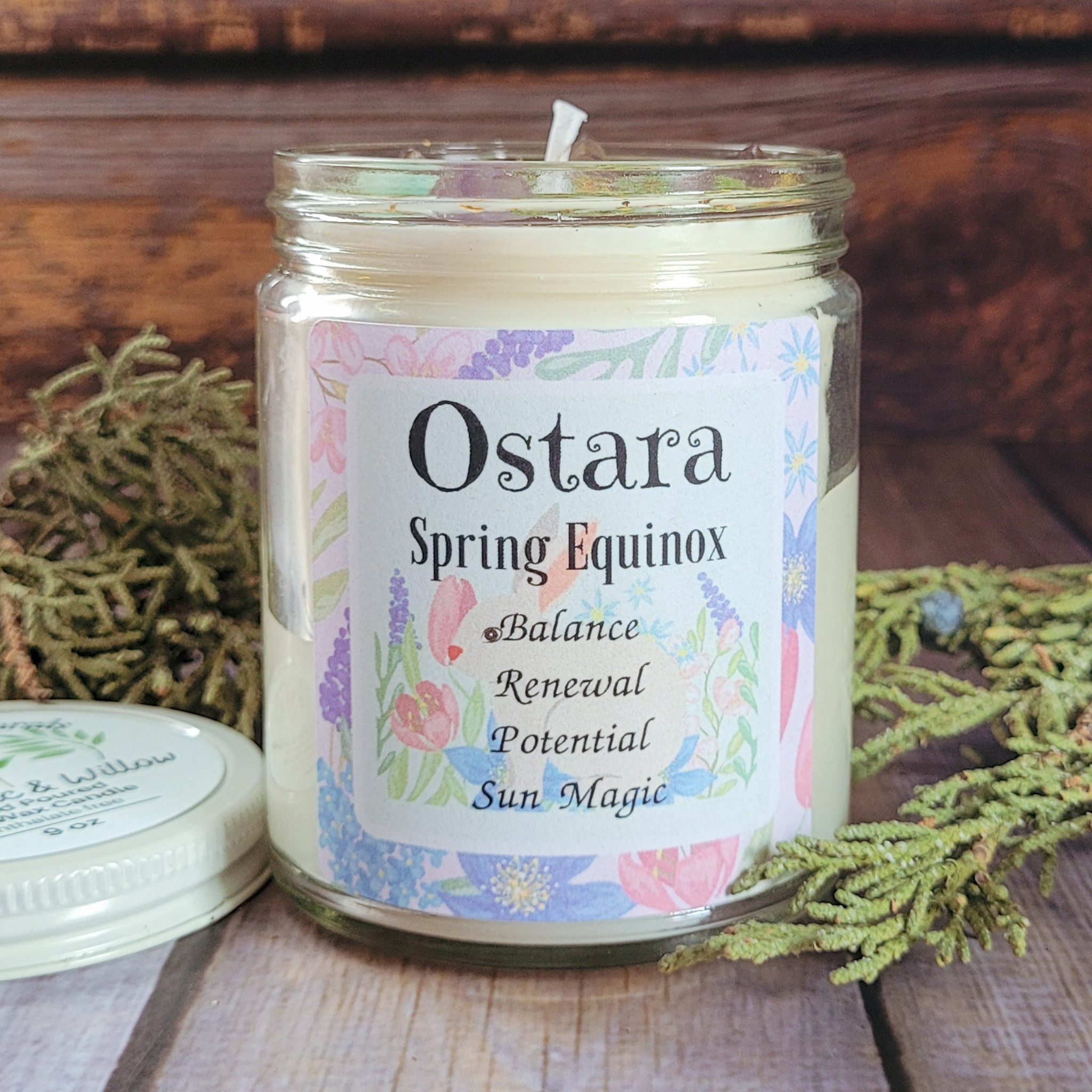 The Ostara Spring Equinox Candle (Pink Lilac and Willow) - 9 oz