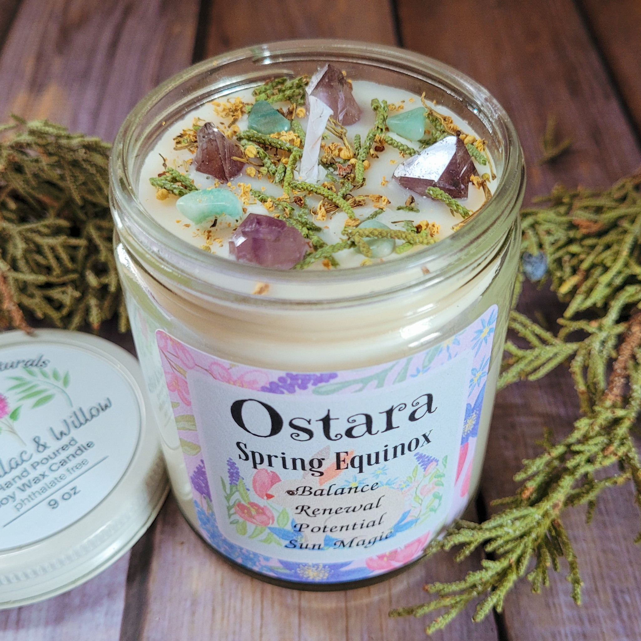 The Ostara Spring Equinox Candle (Pink Lilac and Willow) - 9 oz