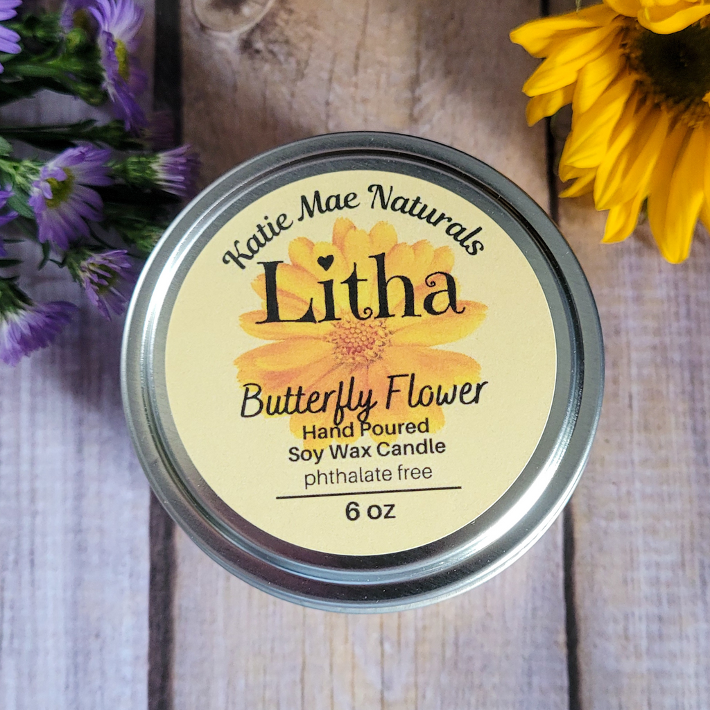 Litha Summer Solstice Candle (Butterfly Flower) - 6 oz
