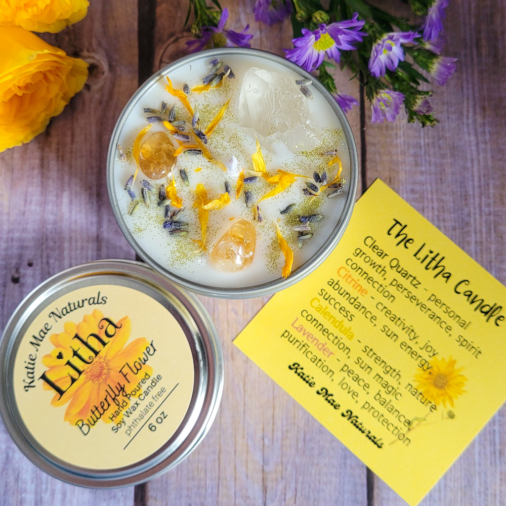 Litha Summer Solstice Candle (Butterfly Flower) - 6 oz