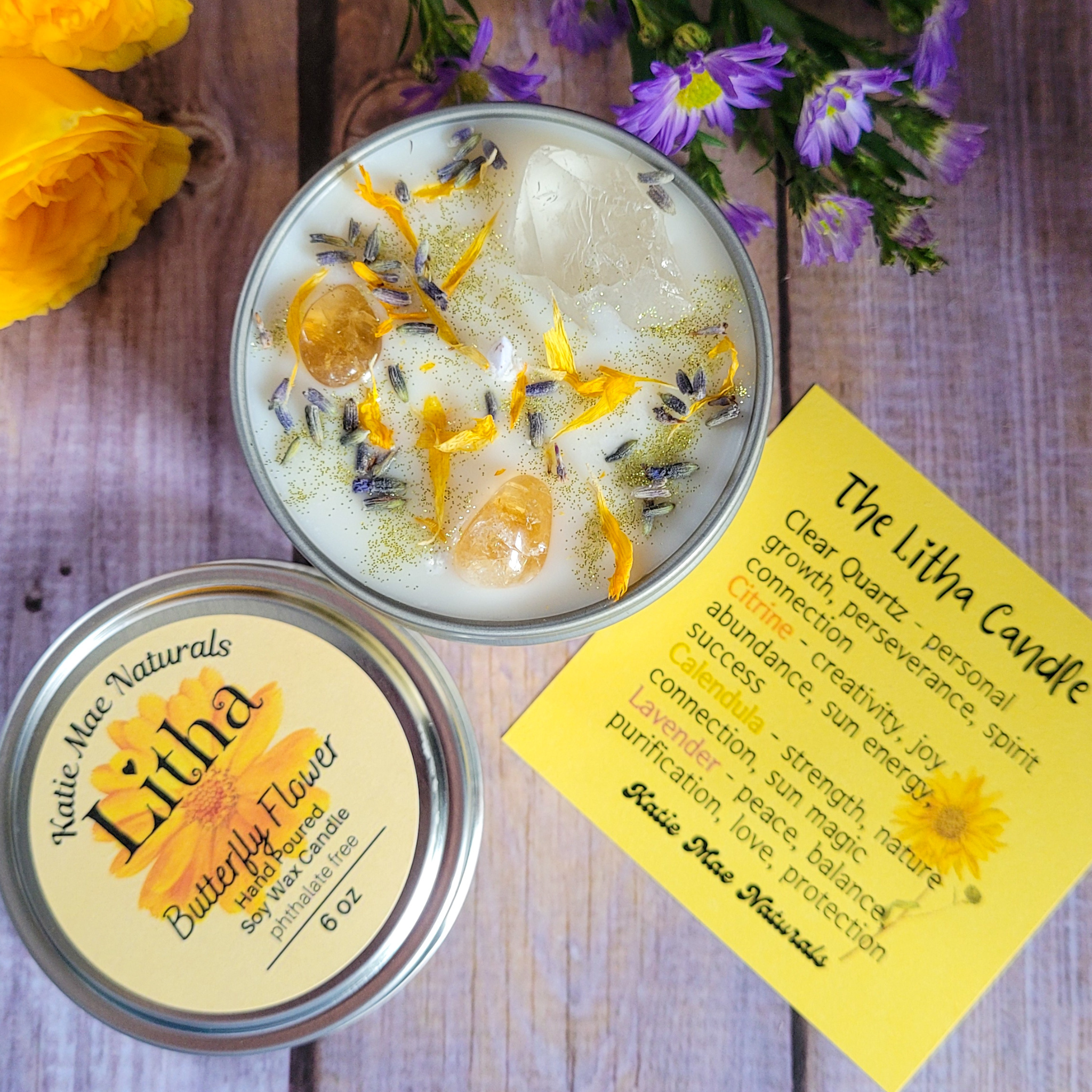 Litha Summer Solstice Candle (Butterfly Flower) - 6 oz