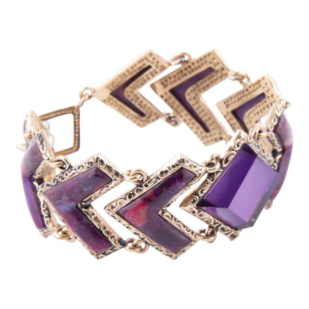Pointedly Purple Turquoise Golden Link Bracelet | Bracelets | Wiccan Center
