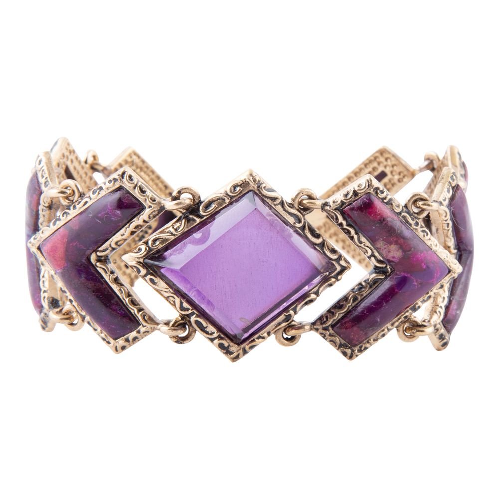 Pointedly Purple Turquoise Golden Link Bracelet | Bracelets | Wiccan Center