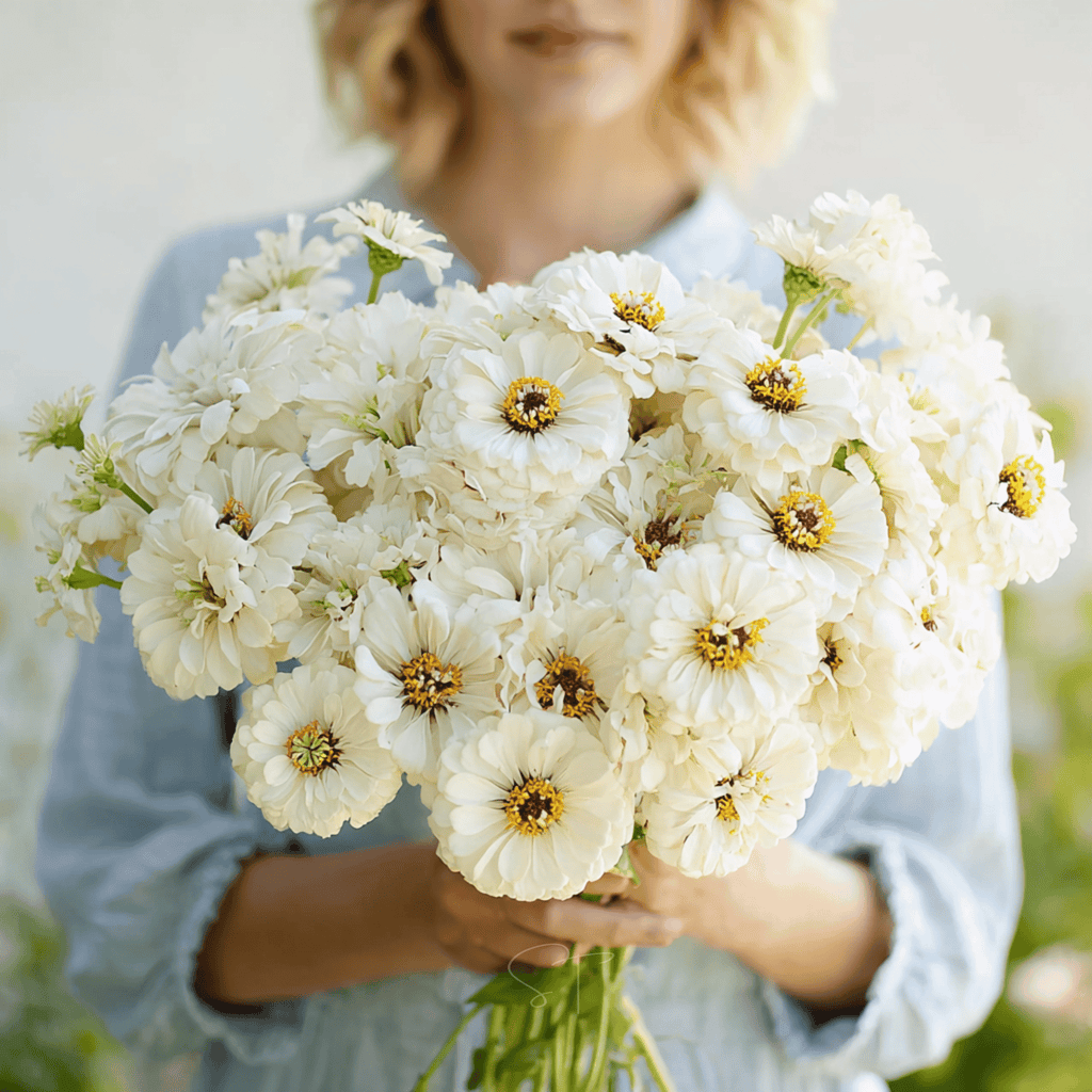 Polar Bear Zinnia – 100 Seeds | Seeds | Wiccan Center