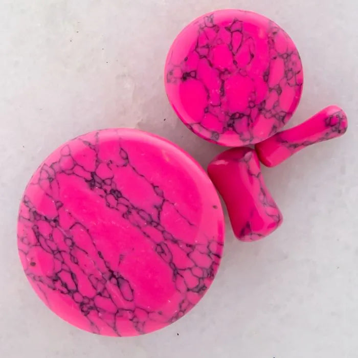 Pink Dyed Howlite Stone Plugs | | Wiccan Center