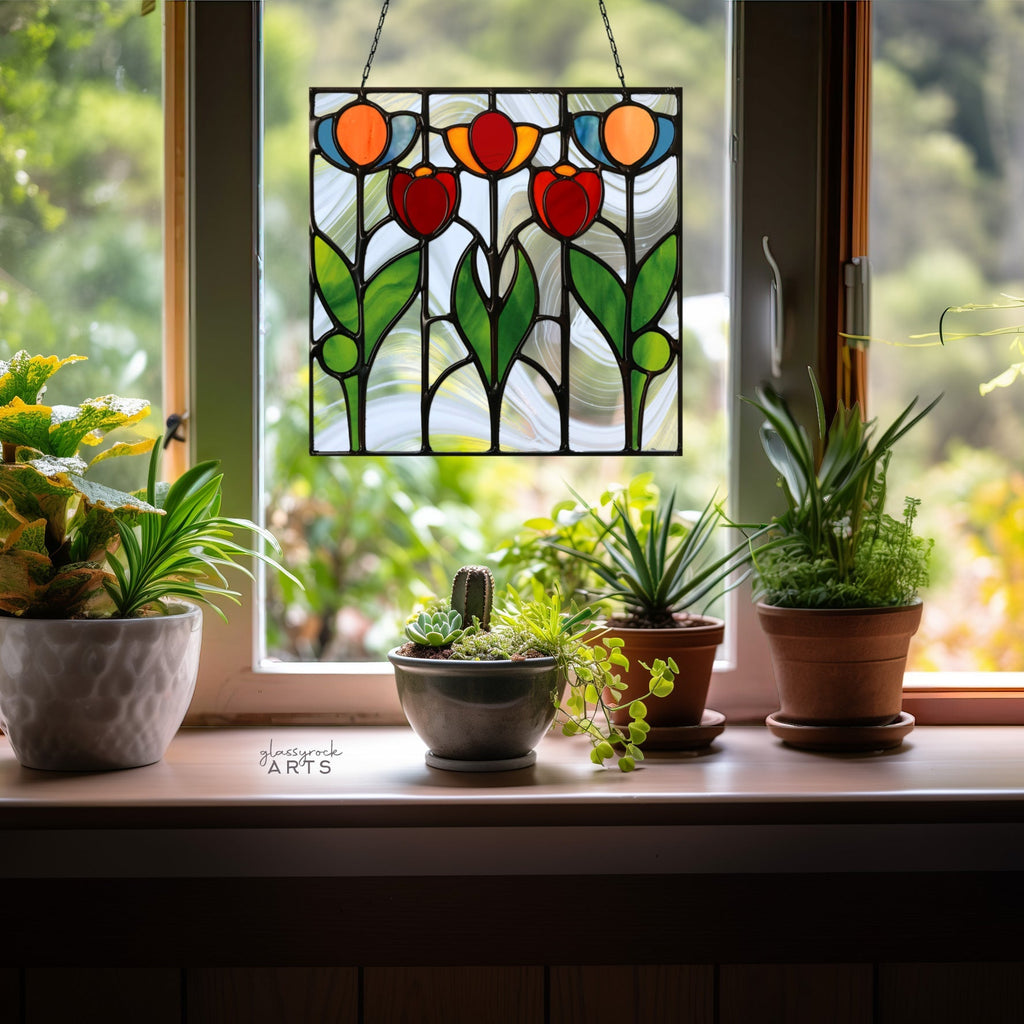 Prairie Tulips Stained Glass Flowers Pattern | Crafting Patterns & Molds | Wiccan Center