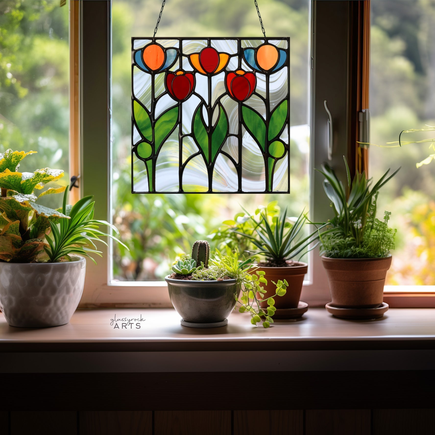 Prairie Tulips Stained Glass Flowers Pattern | Crafting Patterns & Molds | Wiccan Center