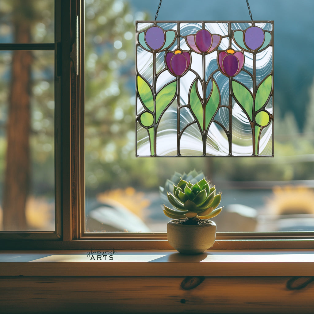 Prairie Tulips Stained Glass Flowers Pattern | Crafting Patterns & Molds | Wiccan Center