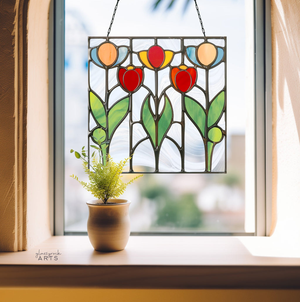 Prairie Tulips Stained Glass Flowers Pattern | Crafting Patterns & Molds | Wiccan Center