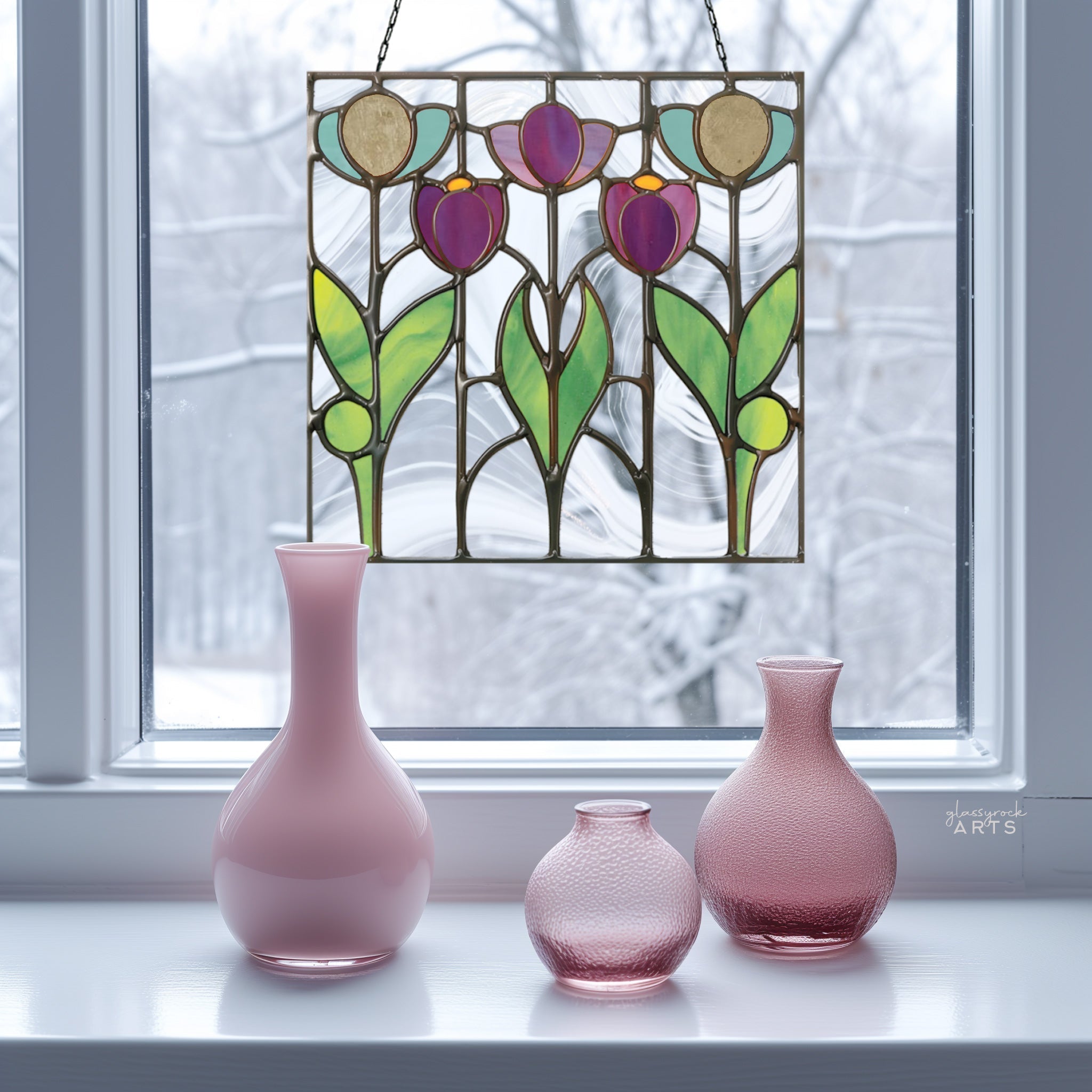 Prairie Tulips Stained Glass Flowers Pattern | Crafting Patterns & Molds | Wiccan Center