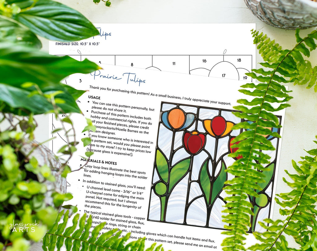 Prairie Tulips Stained Glass Flowers Pattern | Crafting Patterns & Molds | Wiccan Center
