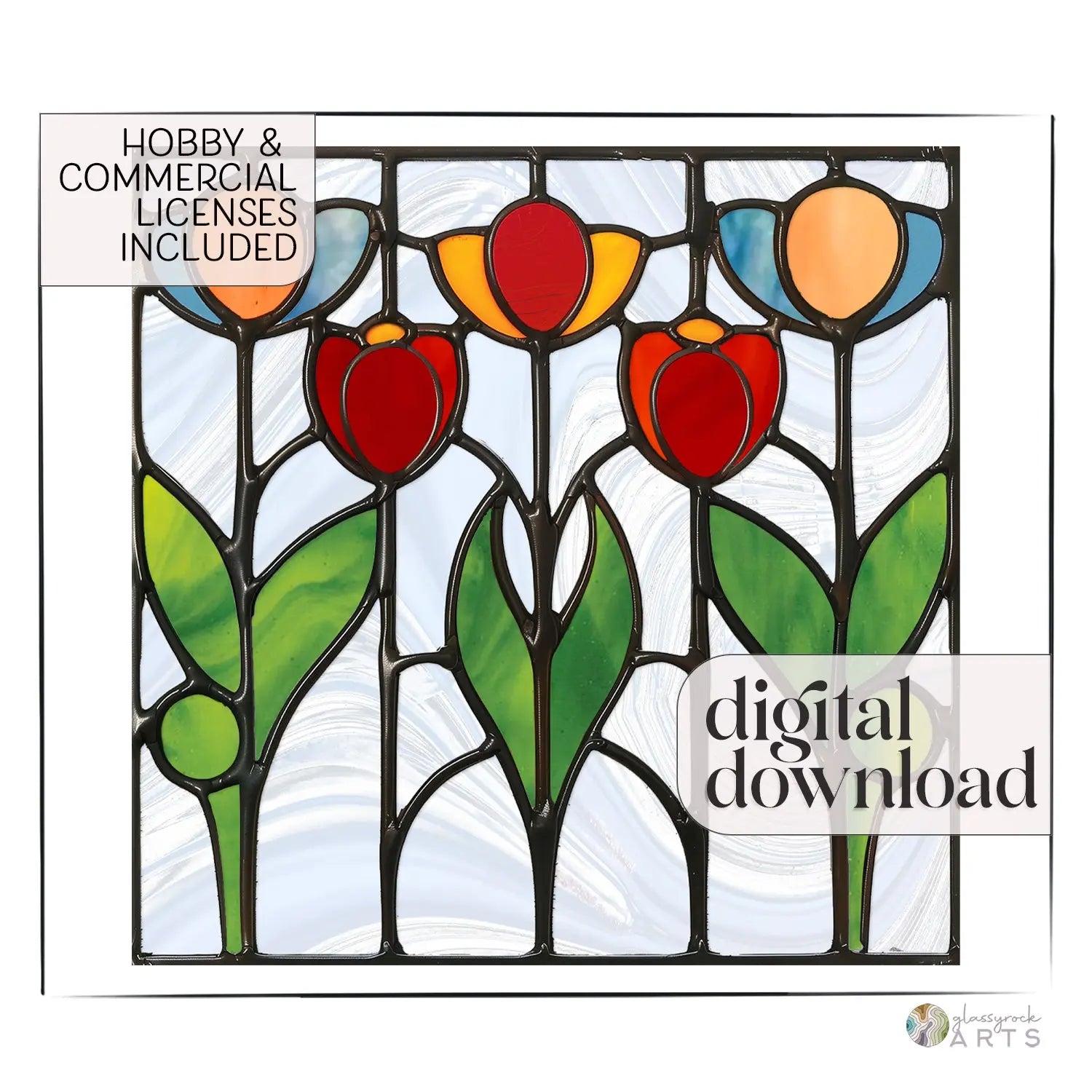 Prairie Tulips Stained Glass Flowers Pattern | Crafting Patterns & Molds | Wiccan Center