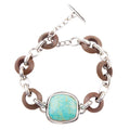 Precious Turquoise and Wood Sterling Silver Toggle Bracelet | Bracelets | Wiccan Center