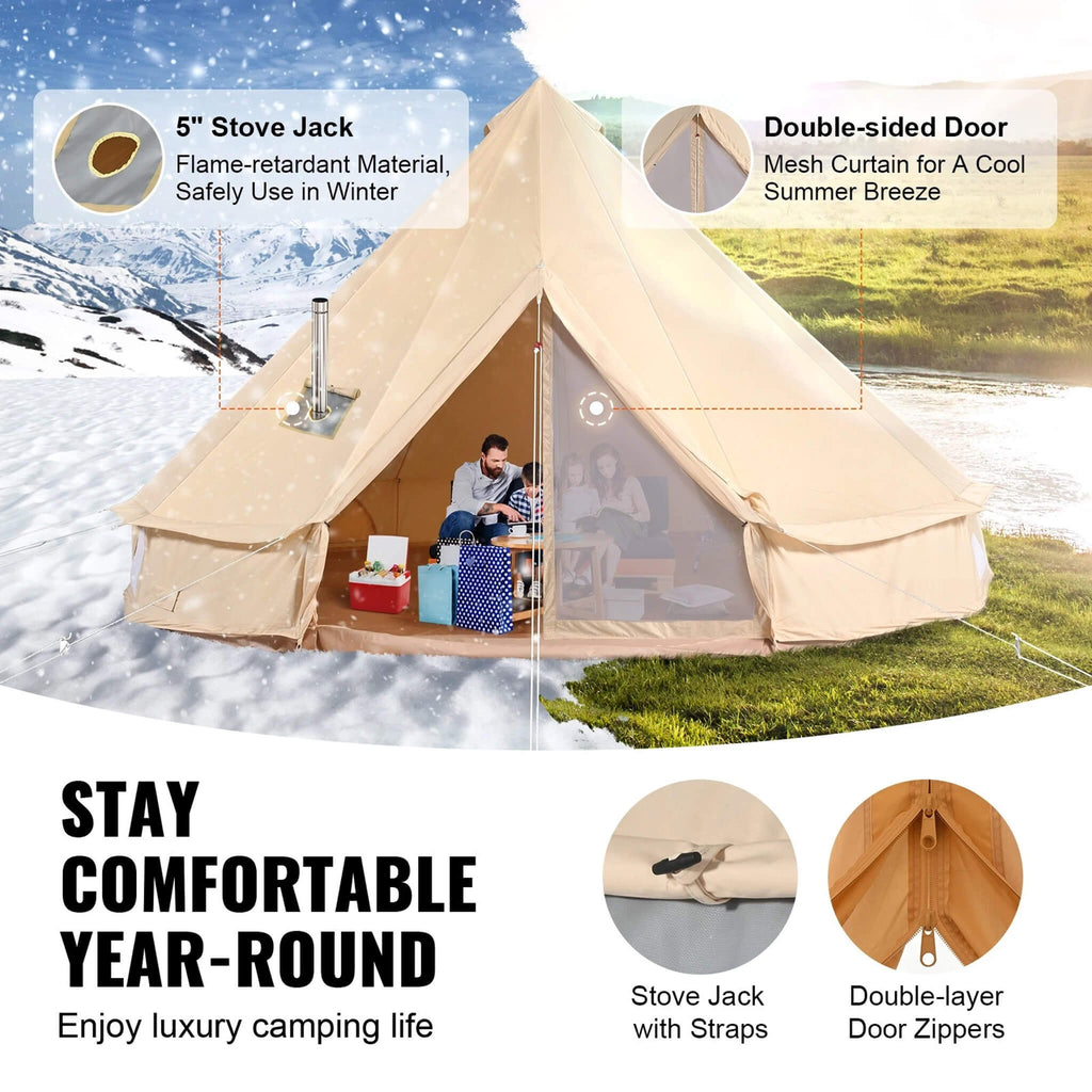 Premium 4-Season Camping Canvas Bell Yurt Tent With Stove Jack (SAK47589) | Yurt Tents | Wiccan Center