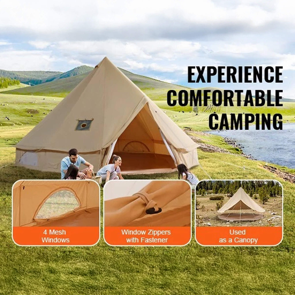 Premium 4-Season Camping Canvas Bell Yurt Tent With Stove Jack (SAK47589) | Yurt Tents | Wiccan Center