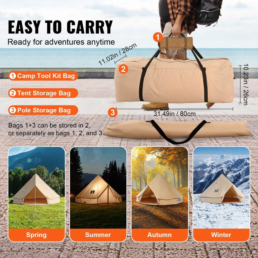 Premium 4-Season Camping Canvas Bell Yurt Tent With Stove Jack (SAK47589) | Yurt Tents | Wiccan Center
