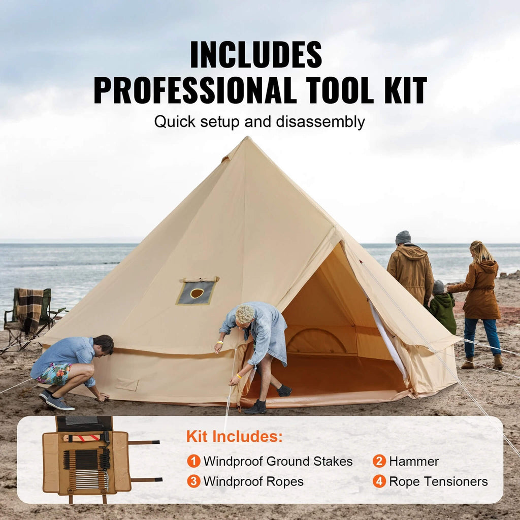 Premium 4-Season Camping Canvas Bell Yurt Tent With Stove Jack (SAK47589) | Yurt Tents | Wiccan Center