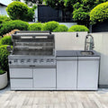 Castelle Flame Tuscany Outdoor BBQ Liquid Propane Kitchen Grill Island With 43-Inch 6-Burner 85K BTU Propane Gas Grill, Rotisserie Kit, And Storage Cabinets (SAK95623) | Outdoor Kitchen Islands | Wiccan Center