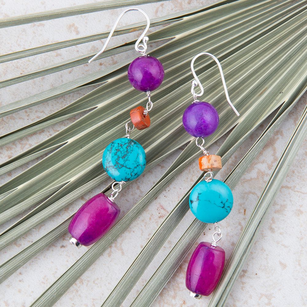 Prescott Blue Magnesite Sterling Silver Drop Earrings | Earrings | Wiccan Center