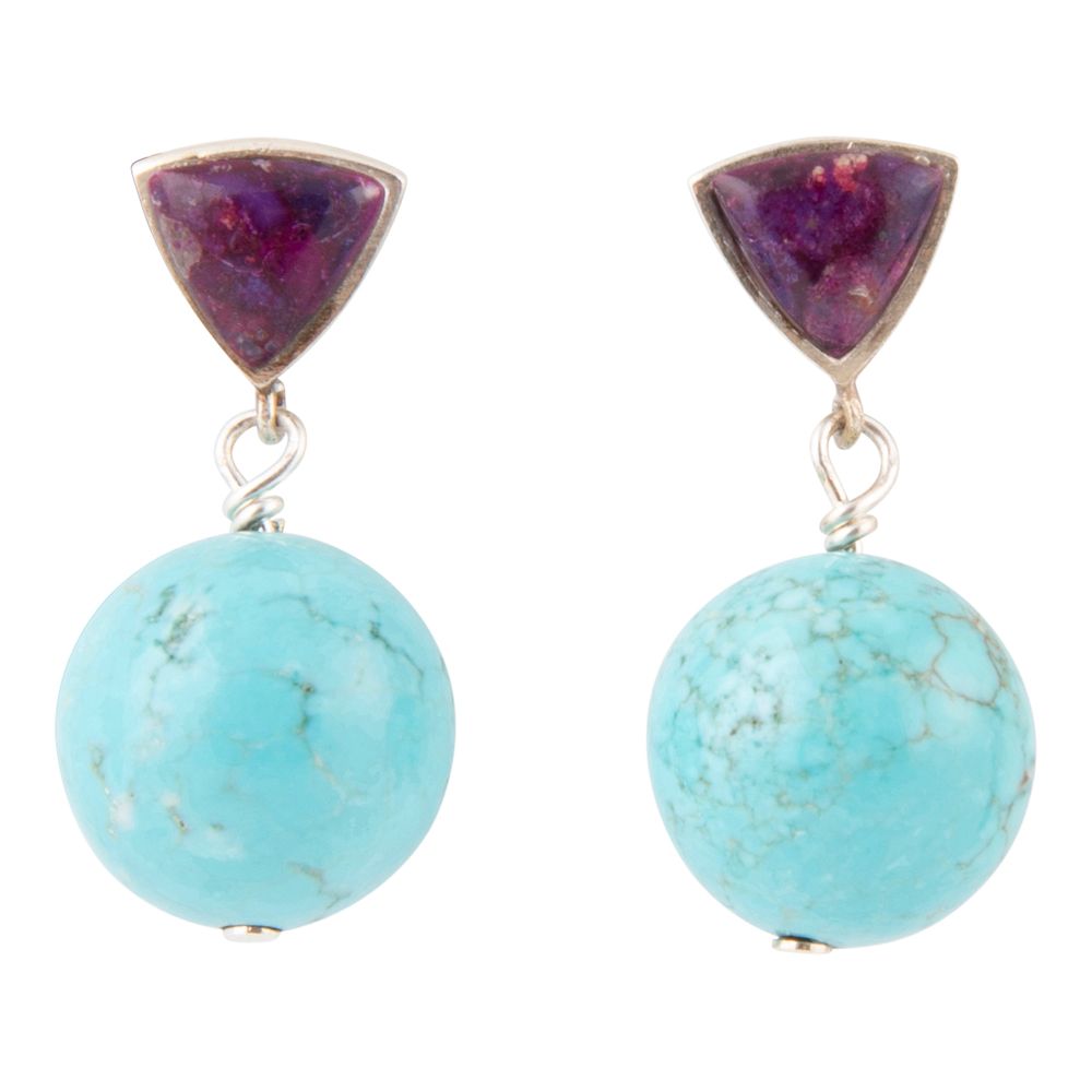 Prescott Purple Turquoise Sterling Silver Drop Earrings | Earrings | Wiccan Center
