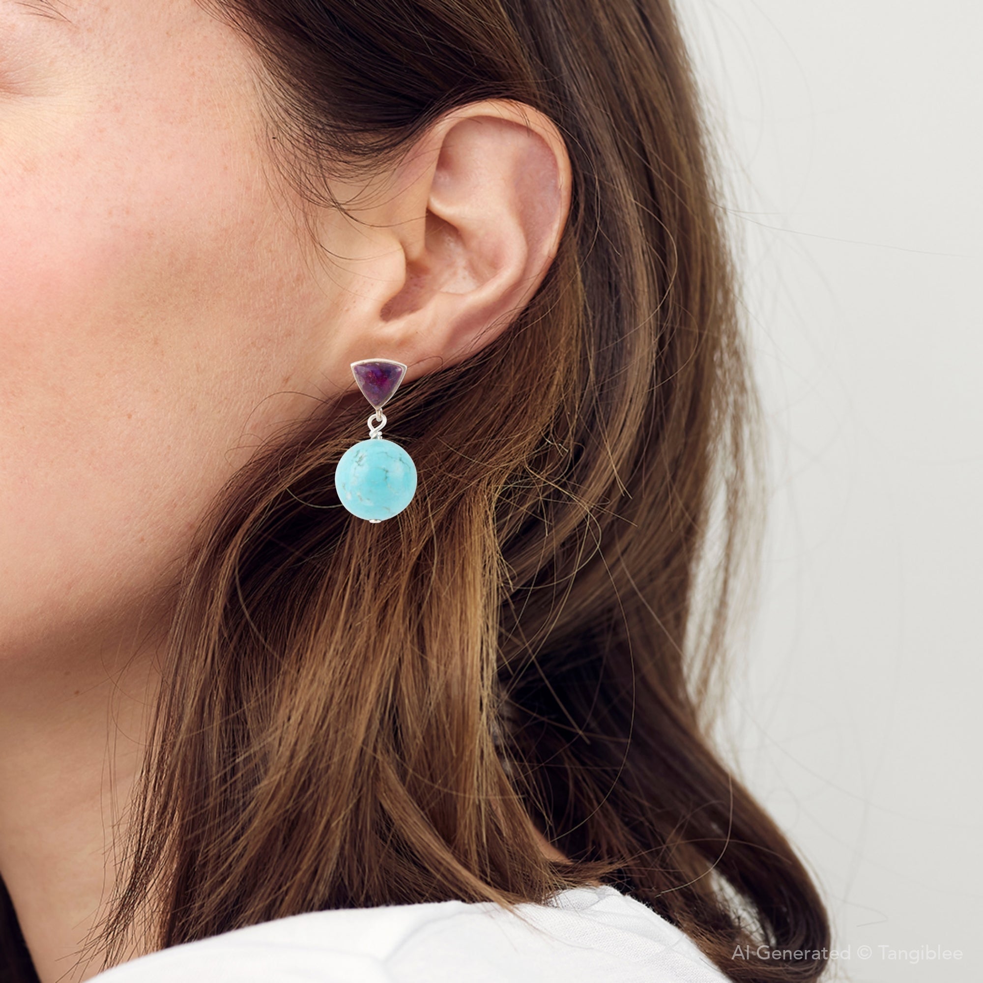 Prescott Purple Turquoise Sterling Silver Drop Earrings | Earrings | Wiccan Center