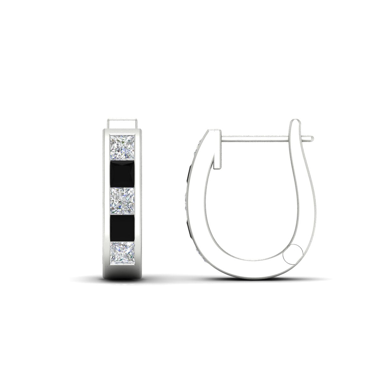 Channel Set Huggie Hoop Earring