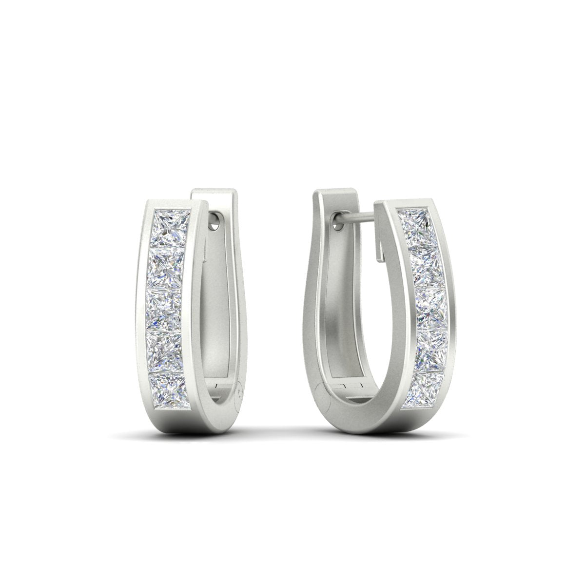 Channel Set Huggie Hoop Earring