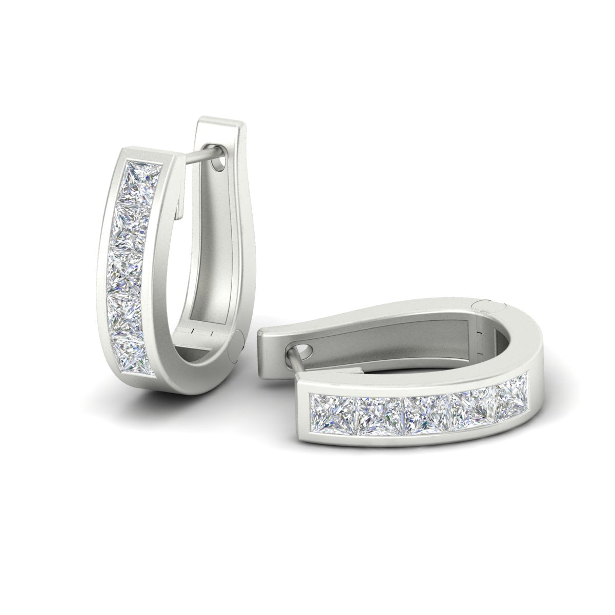 Channel Set Huggie Hoop Earring