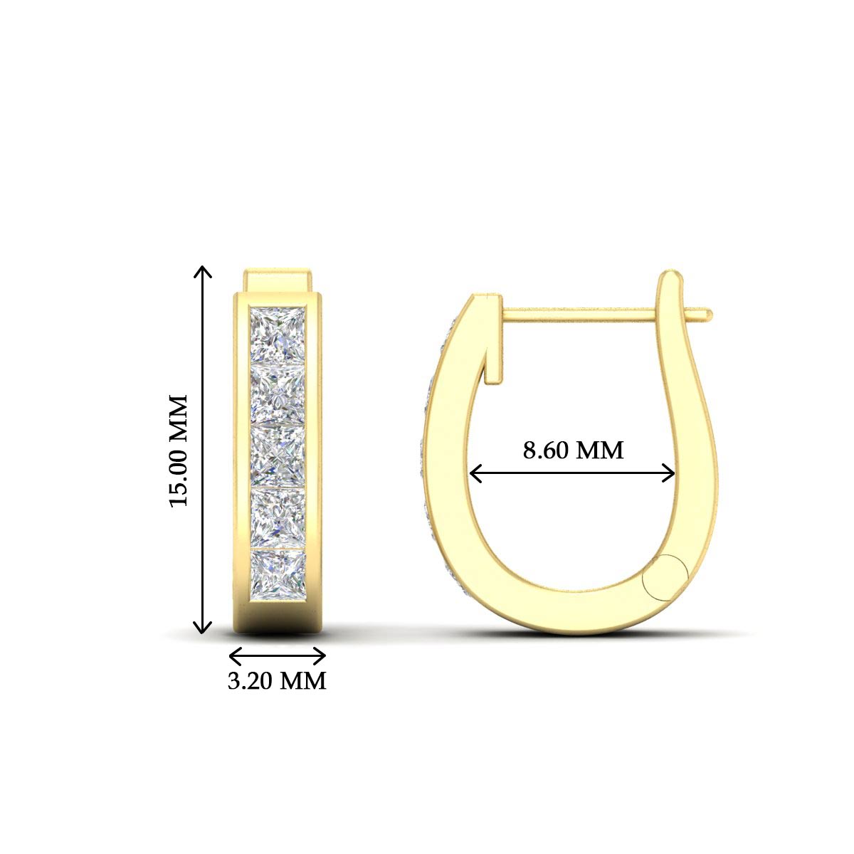 Channel Set Huggie Hoop Earring