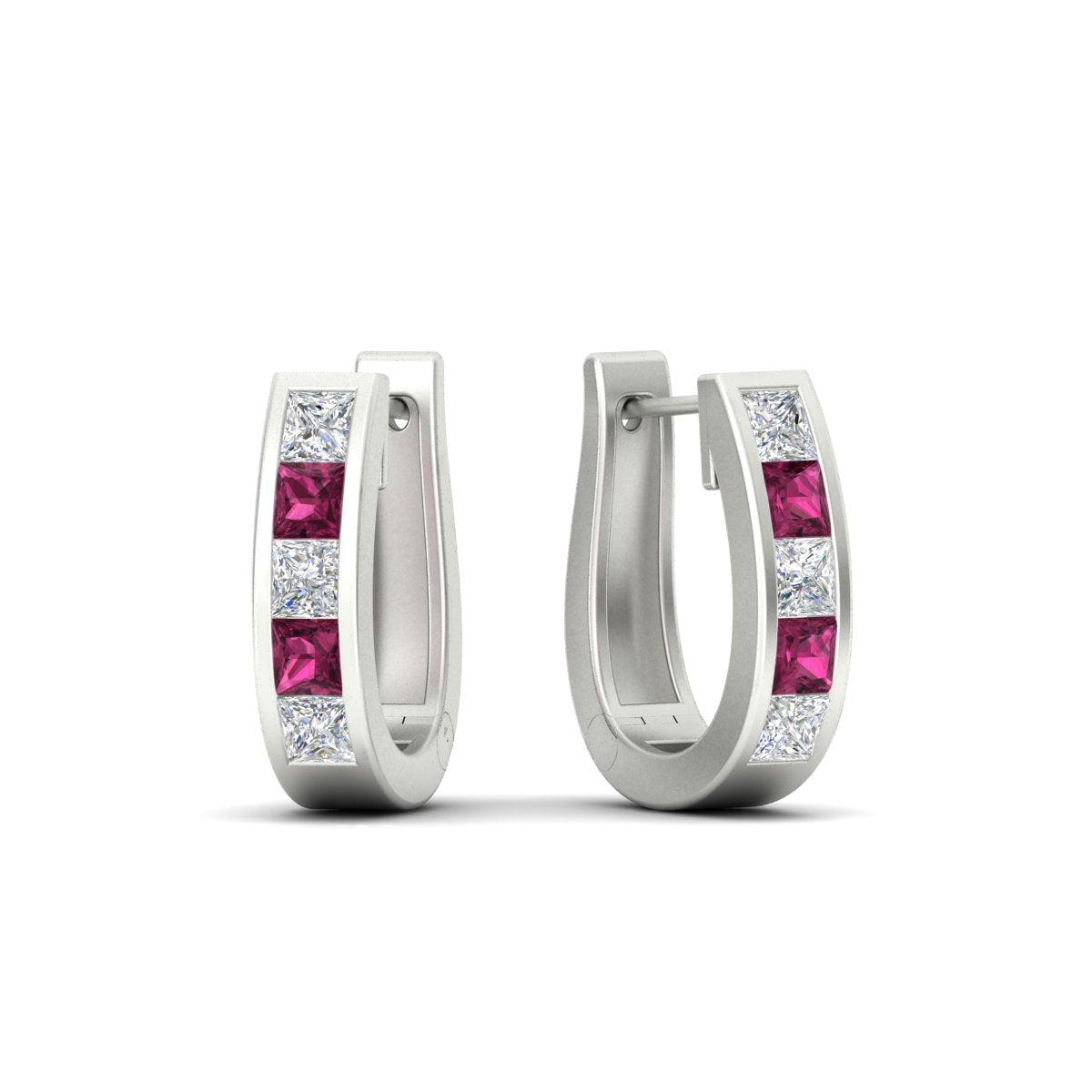 Channel Set Huggie Hoop Earring