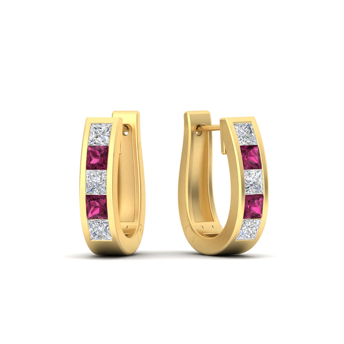 Channel Set Huggie Hoop Earring