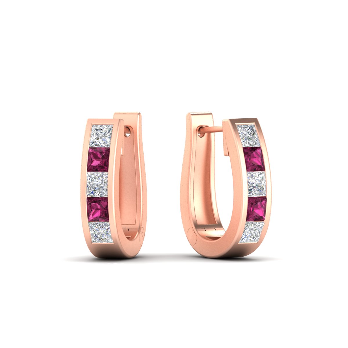 Channel Set Huggie Hoop Earring