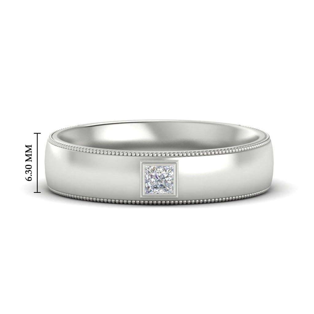 Princess Cut Mens Comfort Fit Promise Ring