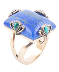 Prismatic Blue Lapis and Malachite Golden Ring | rings | Wiccan Center