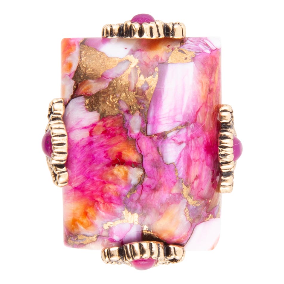 Prismatic Pink Spiny Oyster Matrix Statement Ring | Rings | Wiccan Center