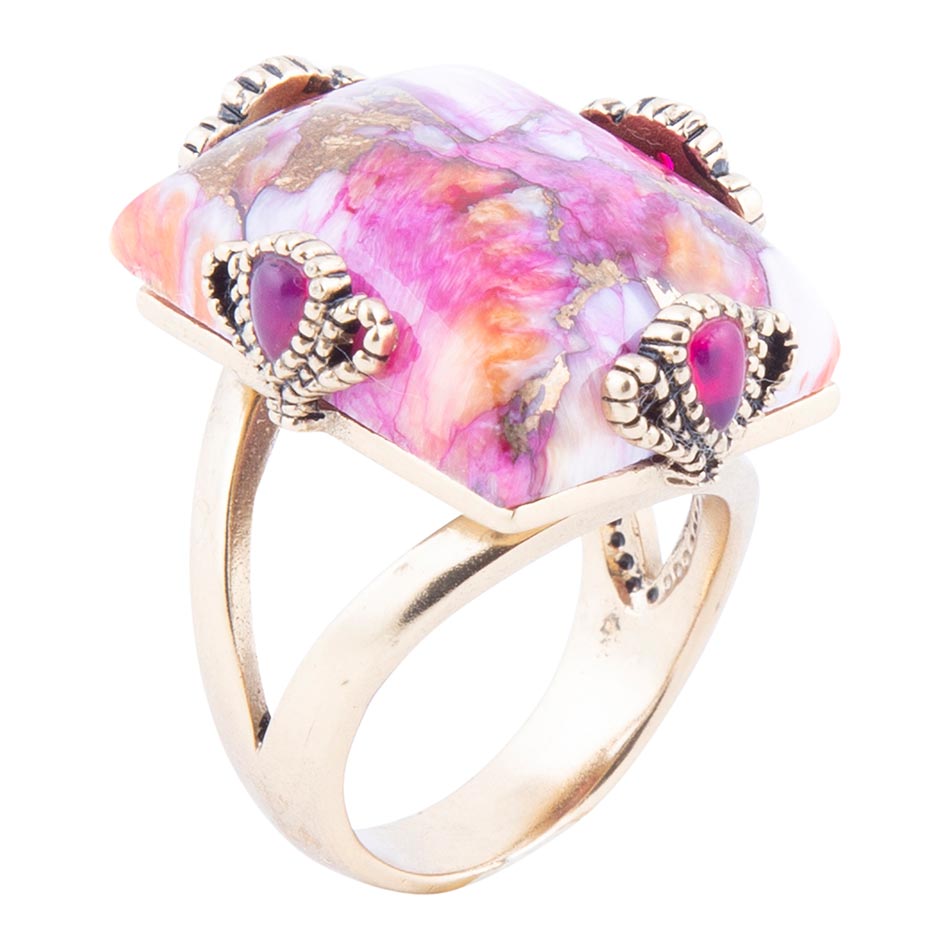 Prismatic Pink Spiny Oyster Matrix Statement Ring | Rings | Wiccan Center