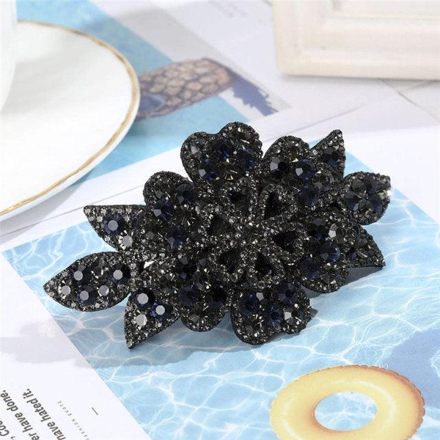 Crystal Flower Barrettes Hair Clips for Women Vintage Rhinestone Hairpins Headwear Girls Hair Accessories Jewelry Clips Fashion Hairgrips Accessories For Party