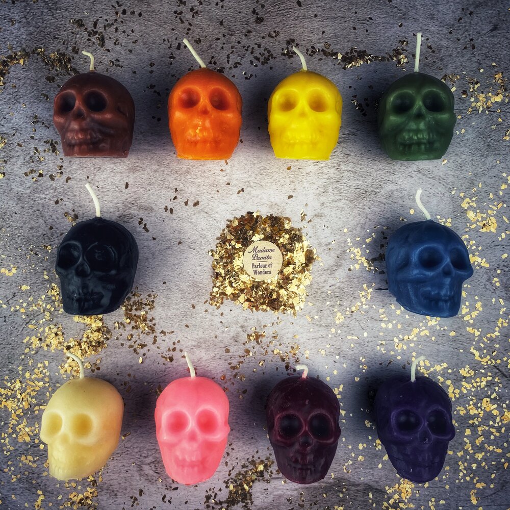 Beeswax Small Skull Spell Candle - Mind Influence & Ancestral Wisdom Magic | Beeswax Candle | Wiccan Center