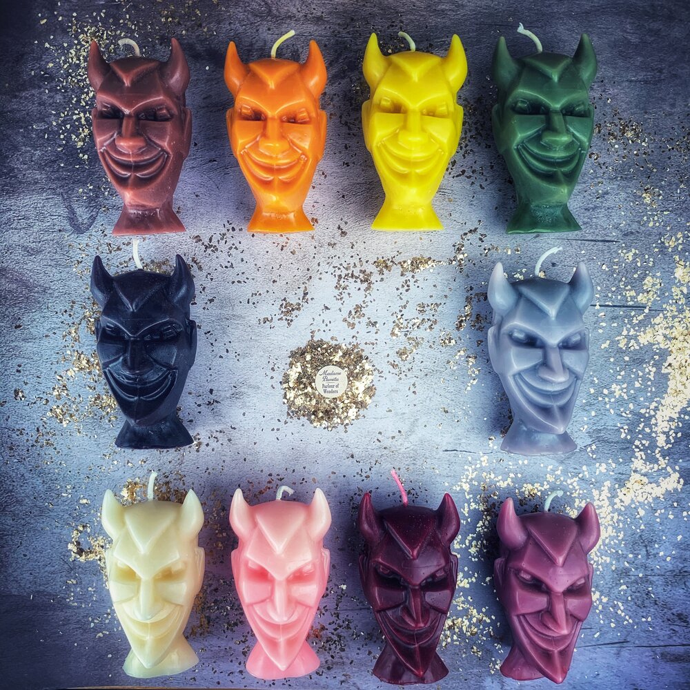 Beeswax Run Devil Run Spell Candle - Banish Evil & Invoke Trickster Magic | Beeswax Candle | Wiccan Center