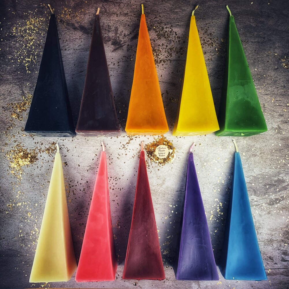 Beeswax Pyramid Spell Candle - Long-Lasting Success & Stability Magic | Beeswax Candle | Wiccan Center