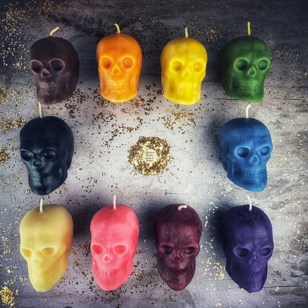 Beeswax Large Skull Spell Candle - Mind Influence & Ancestral Wisdom Magic | Beeswax Candle | Wiccan Center