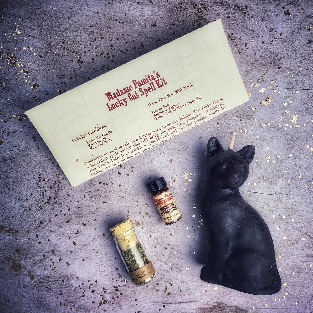 Lucky Cat Candle Spell Kit - Fast Action & Manifestation Magic | Candle Spell Kit | Wiccan Center