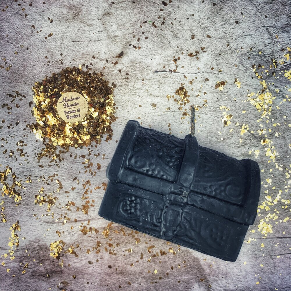 Beeswax Treasure Chest Spell Candle - Unlock Blessings & Abundance Magic | Beeswax Candle | Wiccan Center