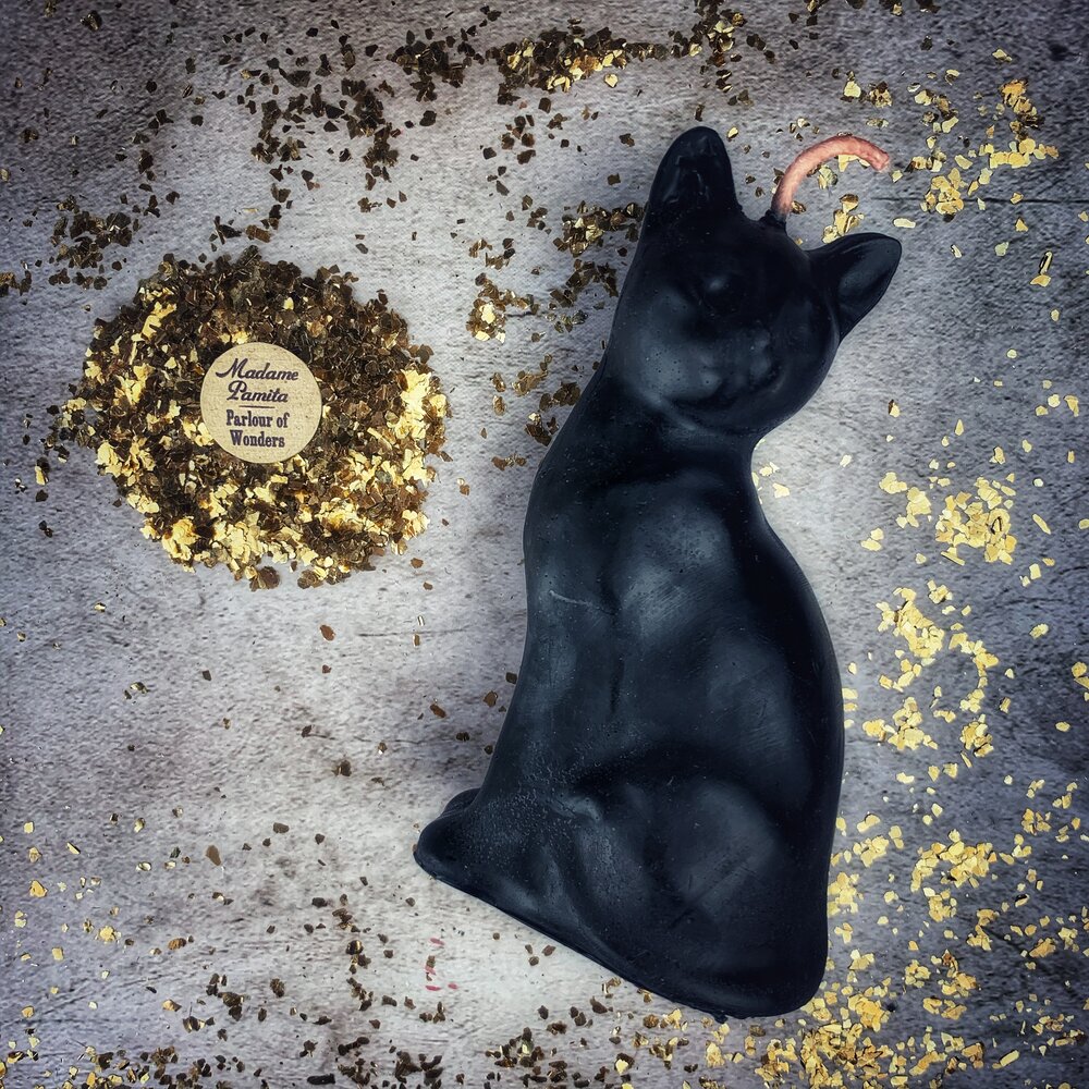 Beeswax Lucky Cat Spell Candle - Fast Action & Manifestation Magic | Beeswax Candle | Wiccan Center