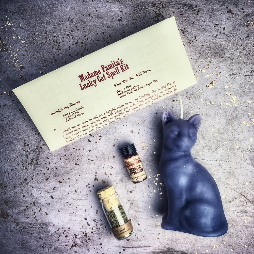 Lucky Cat Candle Spell Kit - Fast Action & Manifestation Magic | Candle Spell Kit | Wiccan Center