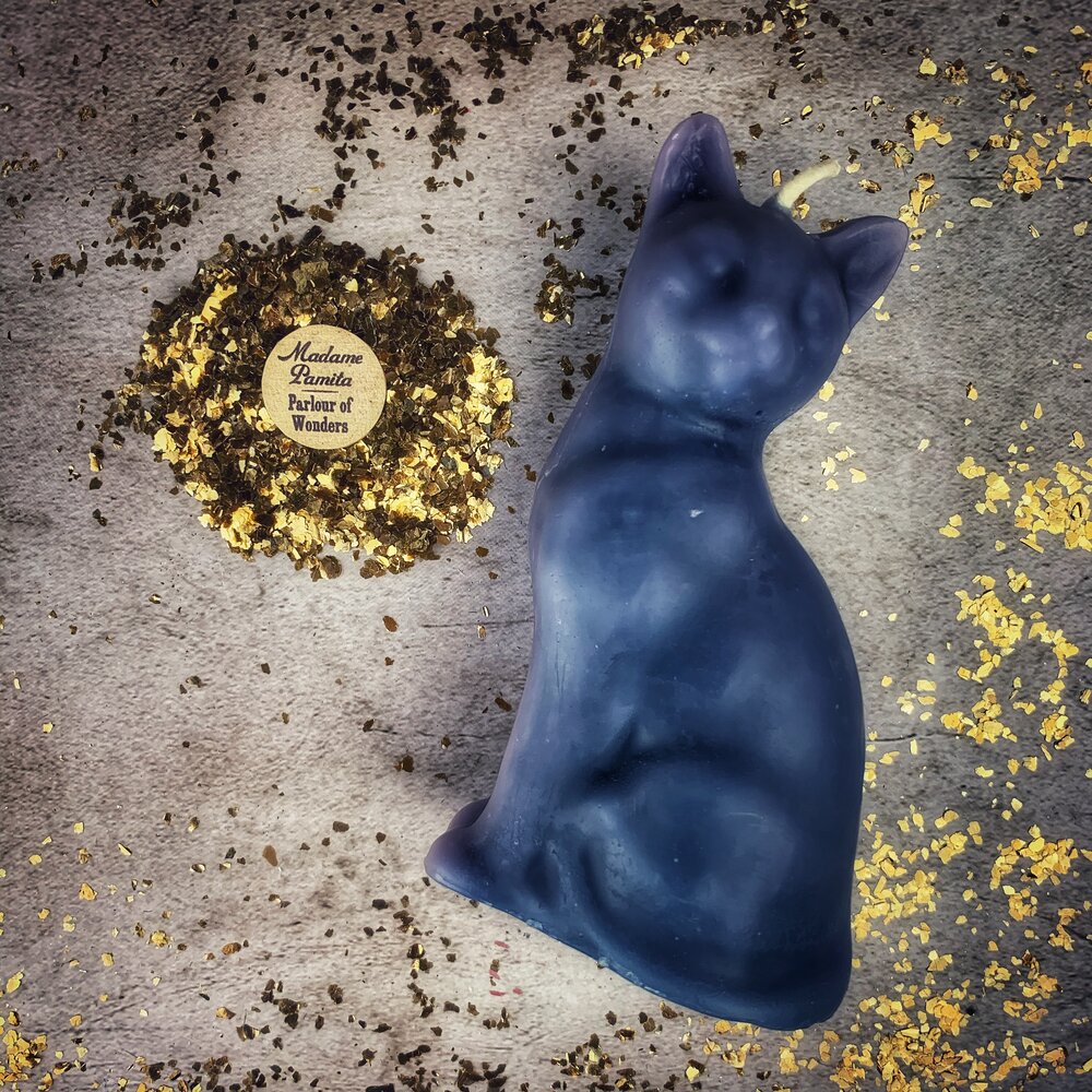 Beeswax Lucky Cat Spell Candle - Fast Action & Manifestation Magic | Beeswax Candle | Wiccan Center