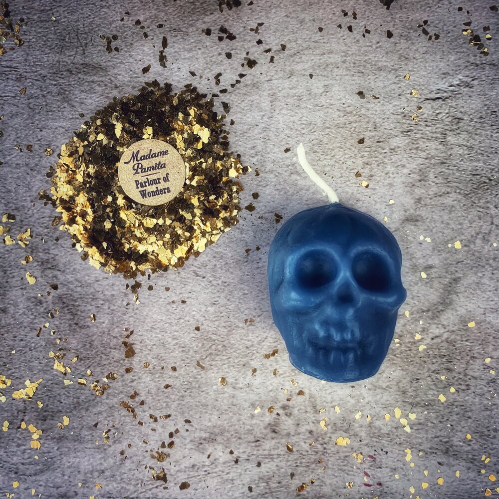 Beeswax Small Skull Spell Candle - Mind Influence & Ancestral Wisdom Magic | Beeswax Candle | Wiccan Center