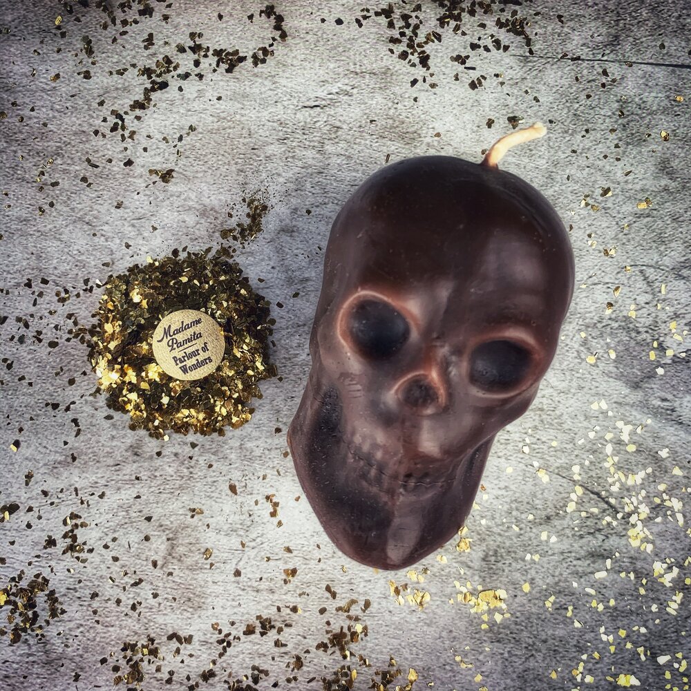Beeswax Large Skull Spell Candle - Mind Influence & Ancestral Wisdom Magic | Beeswax Candle | Wiccan Center