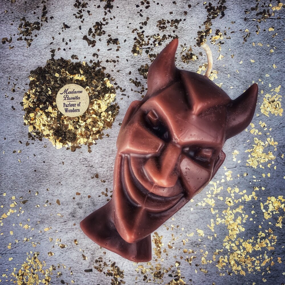 Beeswax Run Devil Run Spell Candle - Banish Evil & Invoke Trickster Magic | Beeswax Candle | Wiccan Center