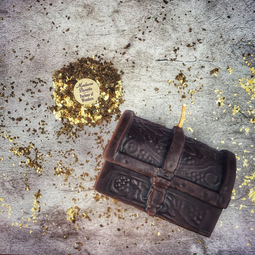 Beeswax Treasure Chest Spell Candle - Unlock Blessings & Abundance Magic | Beeswax Candle | Wiccan Center